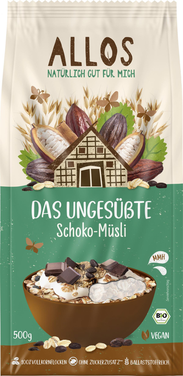 Allos Das Ungesüßte Schoko-Müsli, 500 gr Packung