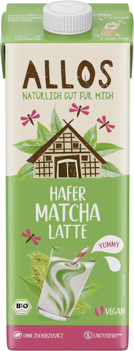 Allos Hafer Matcha Latte Drink, 1 L Packung