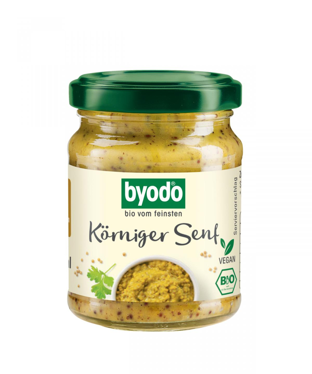 byodo Körniger Senf, mittelscharf, 125 ml Glas