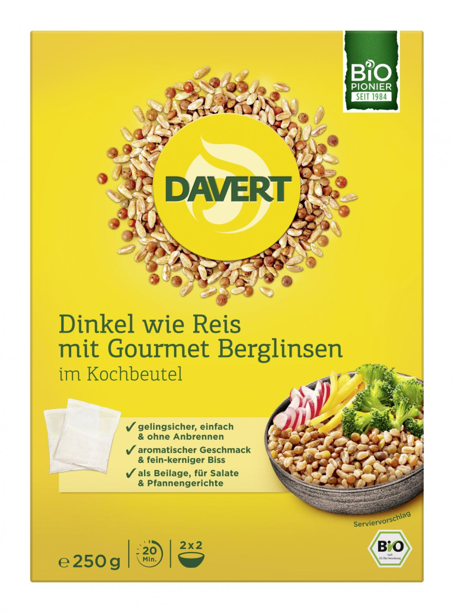 Davert Dinkel wie Reis mit, 250 g Packung