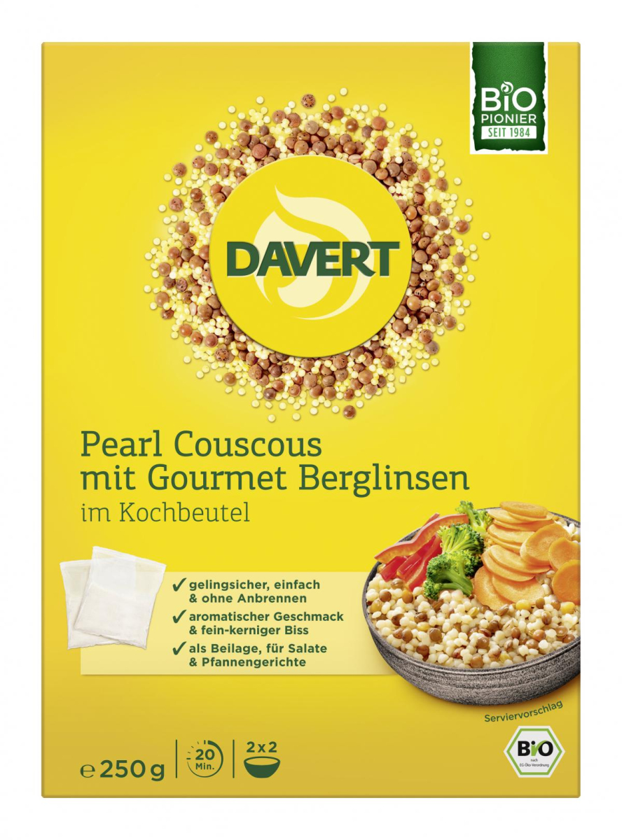Davert Pearl Couscous Kochbeutel, 250 g Packung