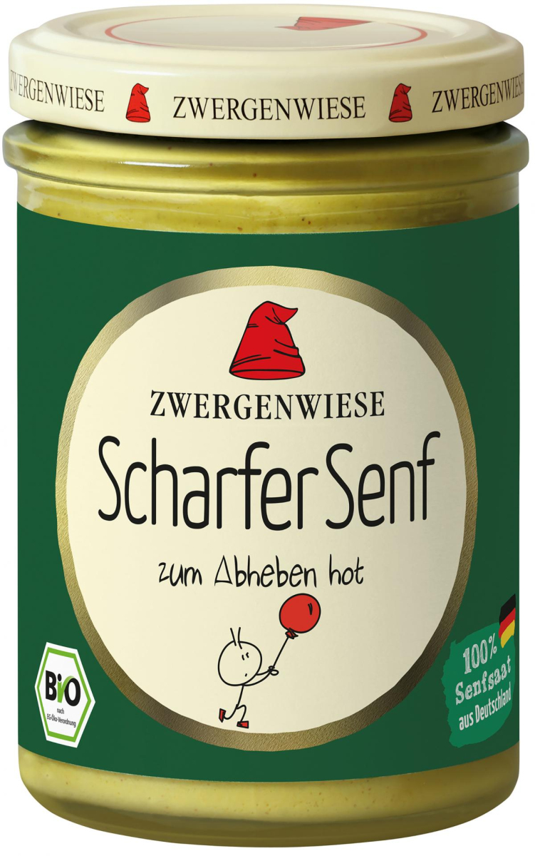 Zwergenwiese Scharfer Senf, 160 ml Glas