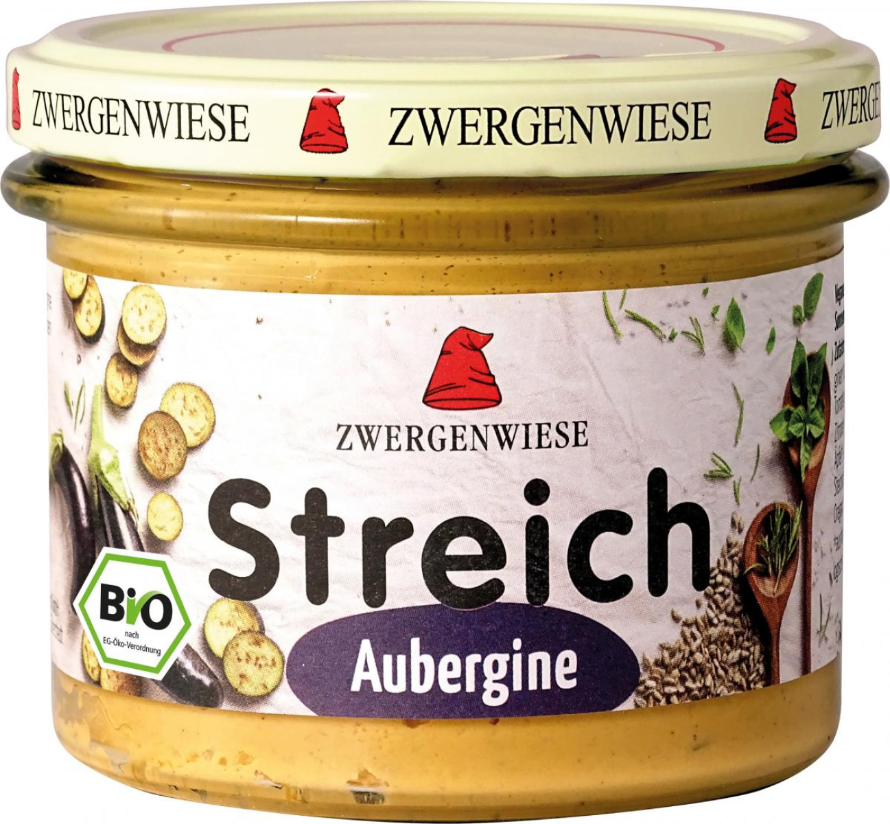 Zwergenwiese Aubergine Streich, 180 gr Glas