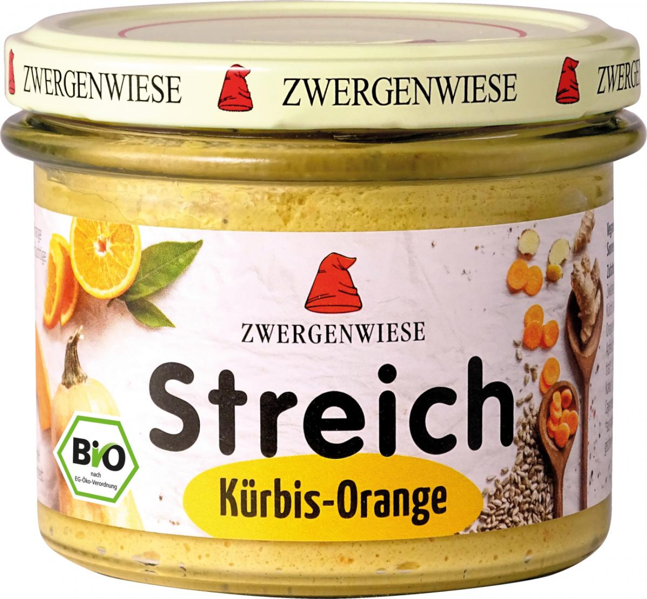 Zwergenwiese Kürbis Orange Streich, 180 gr Glas