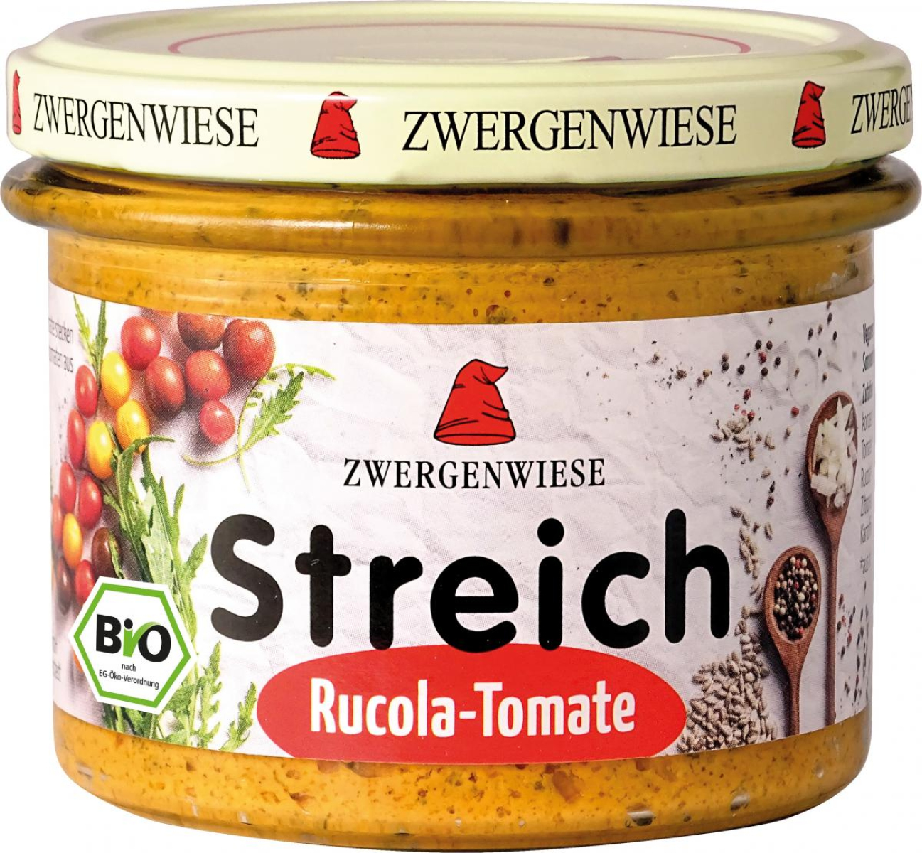 Zwergenwiese Rucola-Tomate Streich, 180 gr Glas