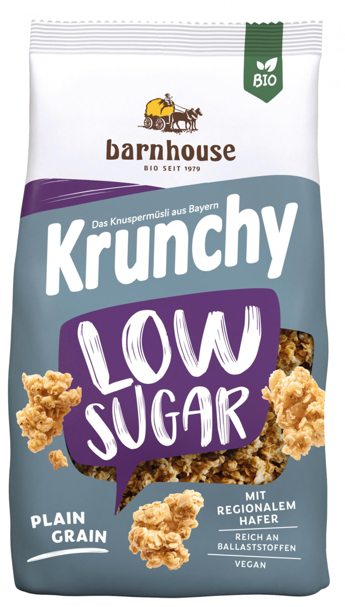 Barnhouse Krunchy Low Sugar Plain Grain, 375 gr Pa