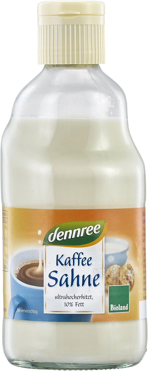 dennree Kaffeesahne, 395 gr Flasche wärmebehandelt