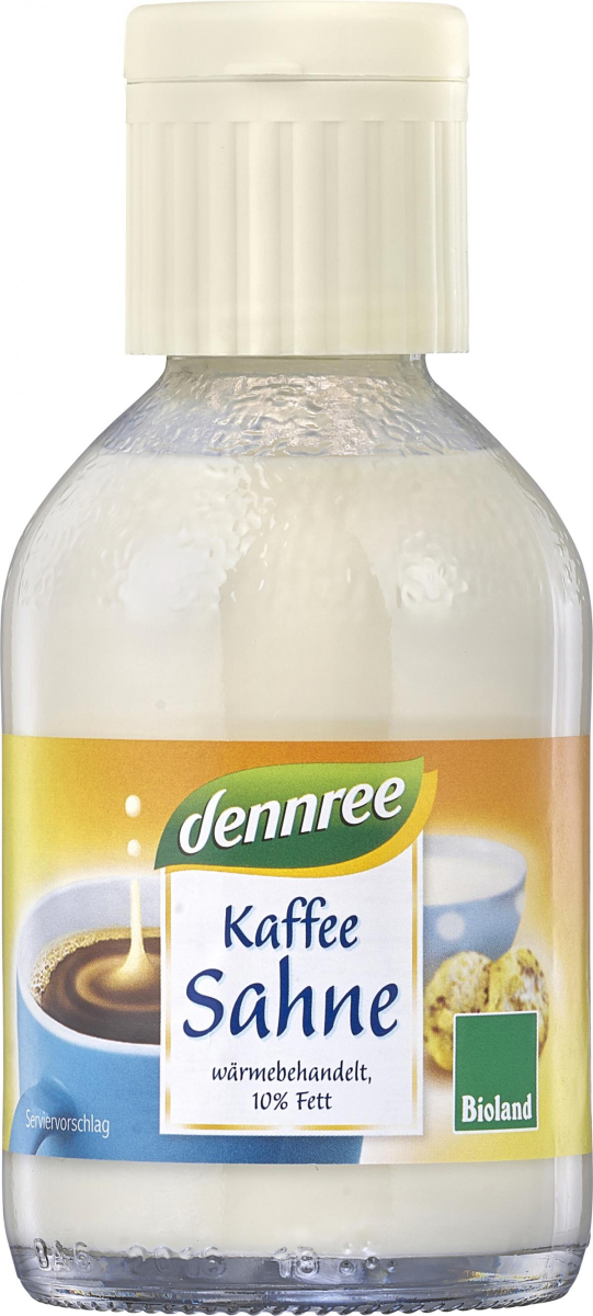 dennree Kaffeesahne, 165 gr Flasche wärmebehandelt