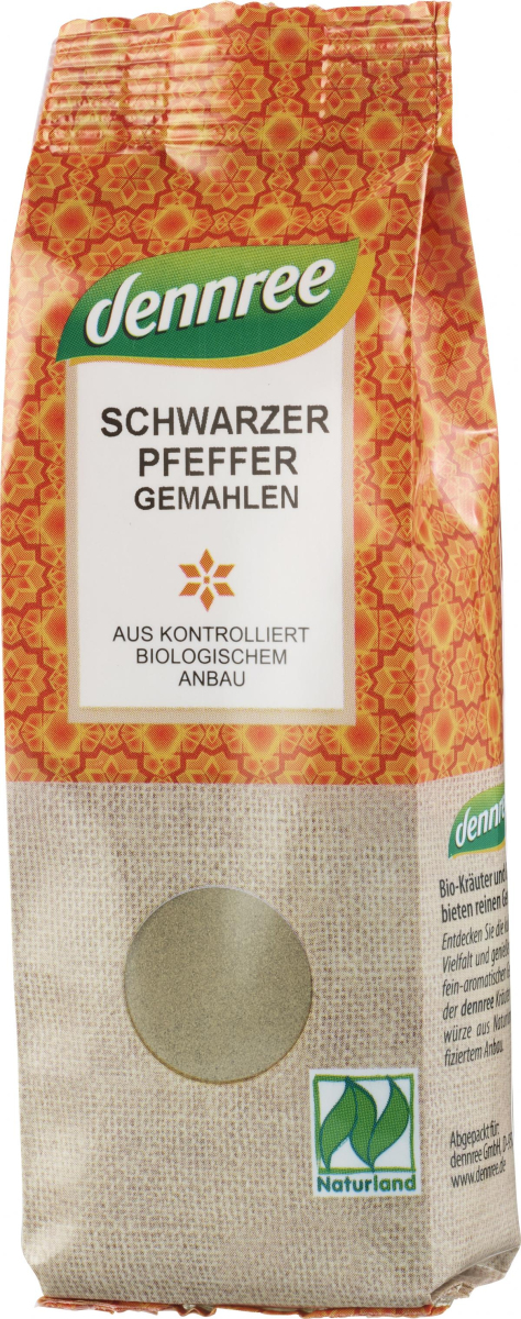 dennree Pfeffer schwarz, gemahlen, 65 gr Packung