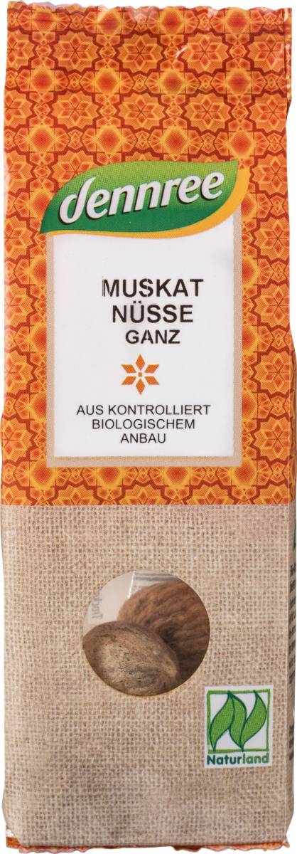 dennree Muskatnuss, ganz, 3 St Packung -Naturland-