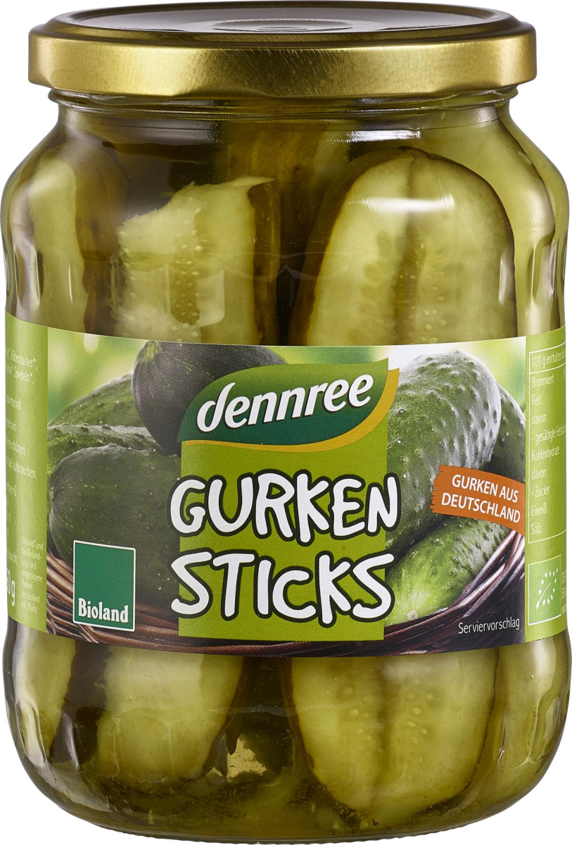 dennree Gurkensticks, 670 gr Glas (360 gr)