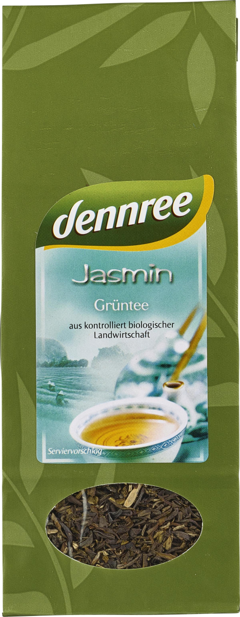 dennree Jasmin Grüntee, 100 gr Packung