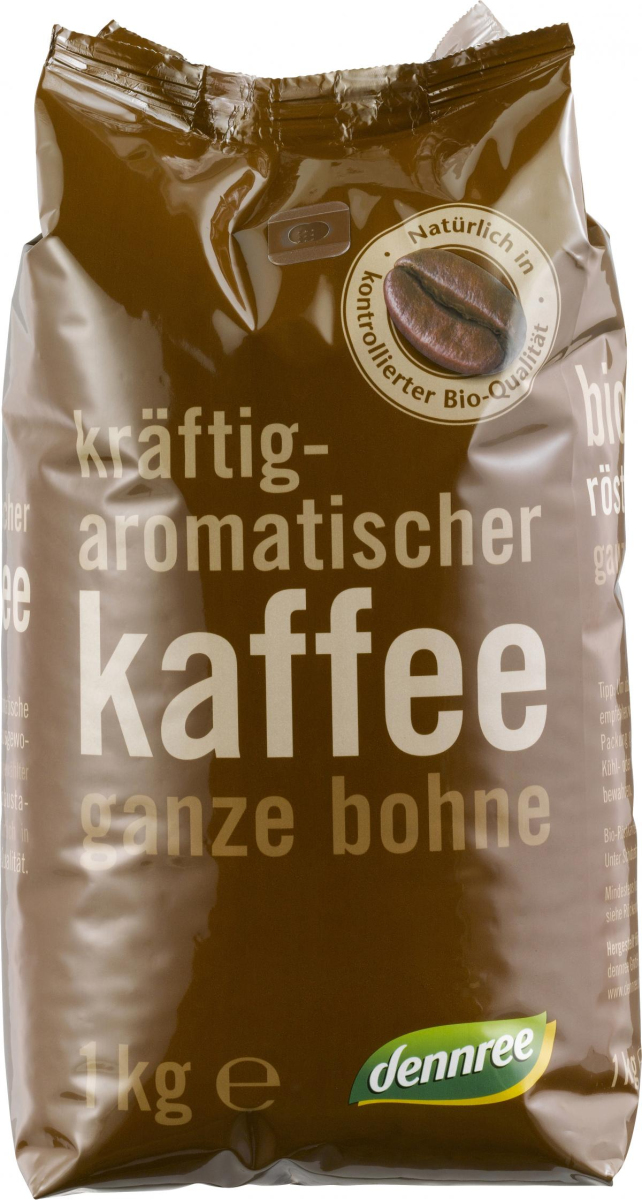 dennree Röstkaffee, ganze Bohne, 1 kg Packung