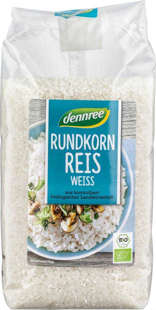 dennree Rundkornreis weiß, Italien, 1 kg Packung