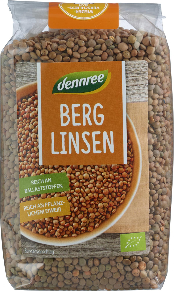 dennree Linsen braun, 500 gr Packung