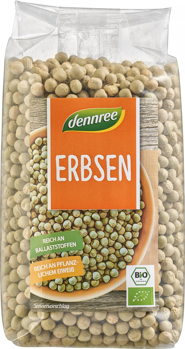 dennree Erbsen ganz, 500 gr Packung