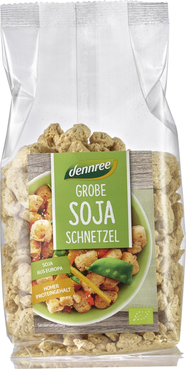 dennree Grobe Soja-Schnetzel, 150 gr Packung
