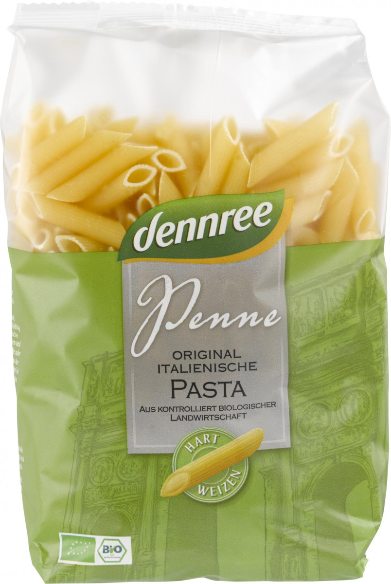 dennree Hartweizen-Penne, 500 gr Packung -hell-