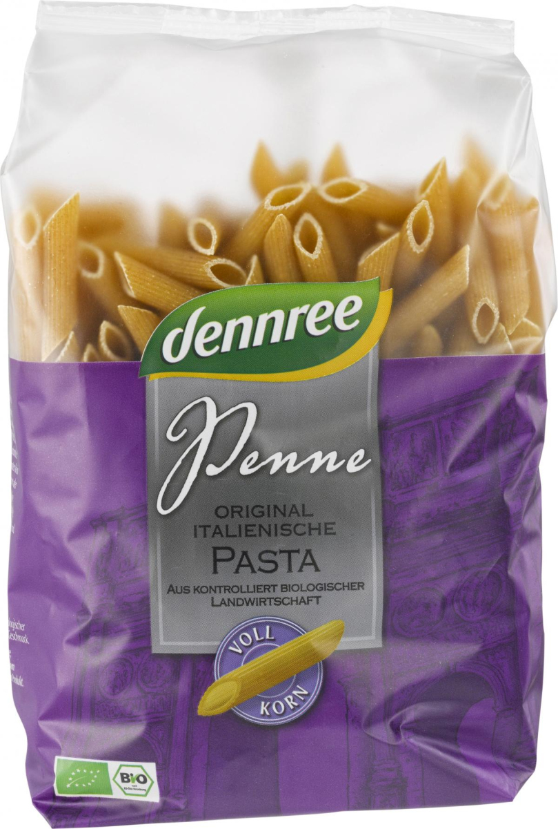 dennree Hartweizen-Penne, 500 gr Packung -Vollkorn