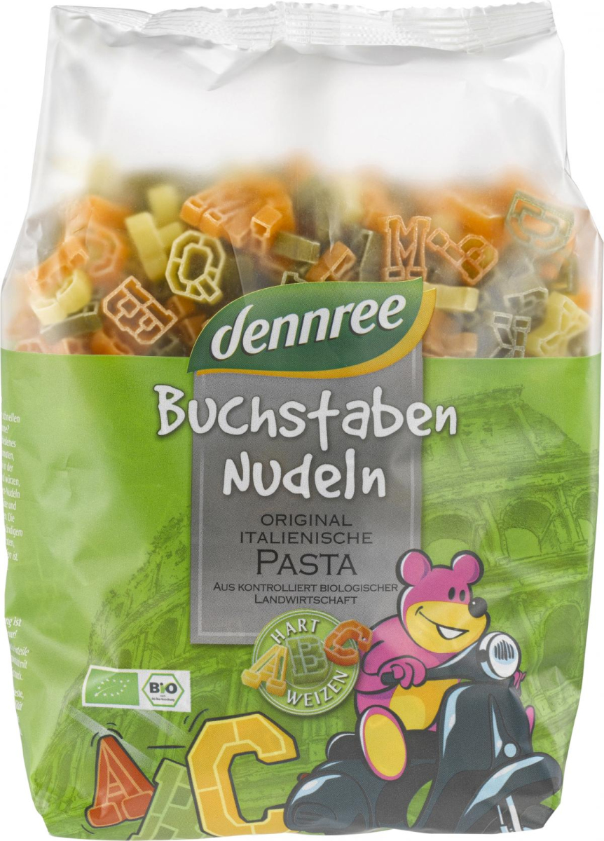dennree Hartweizen-Buchstaben Nudeln, 500 gr Packu