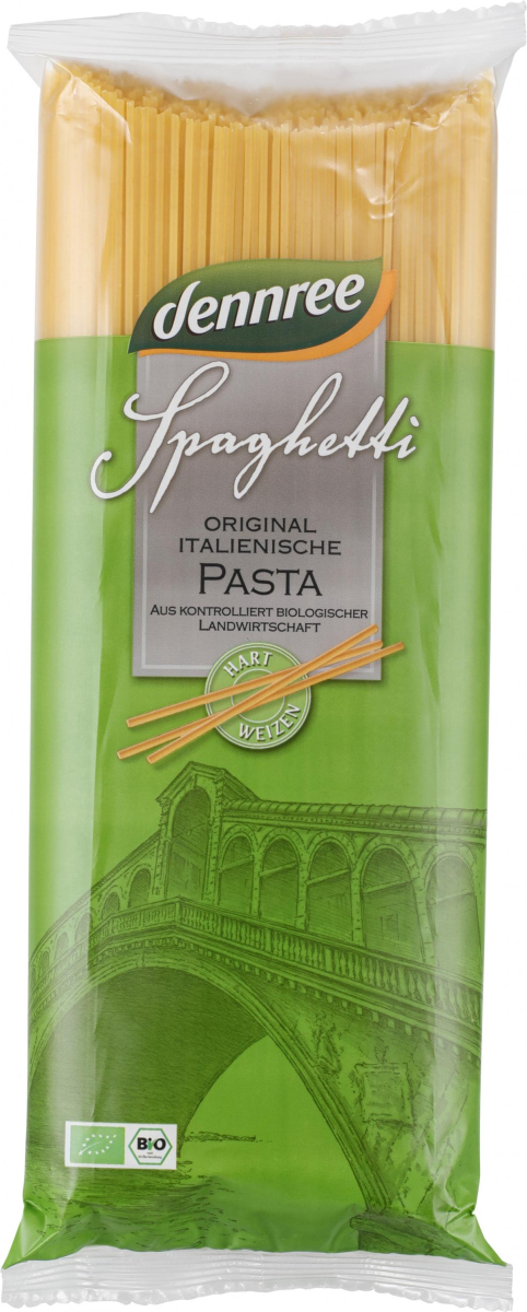 dennree Hartweizen-Spaghetti, 1 kg Packung -hell-