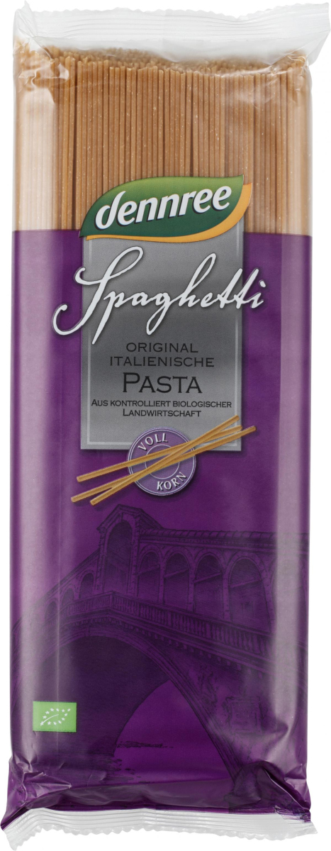 dennree Hartweizen-Spaghetti, 1 kg Packung -Vollko