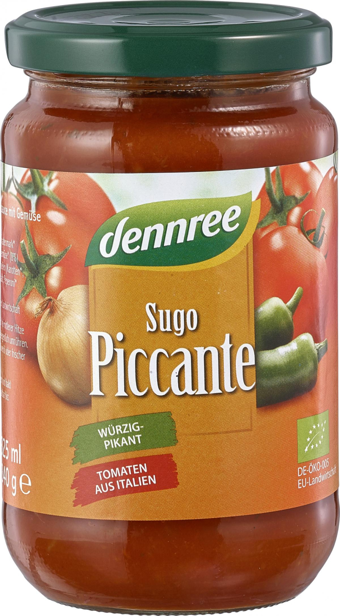 dennree Tomatensauce Sugo Piccante, pikante Tomate