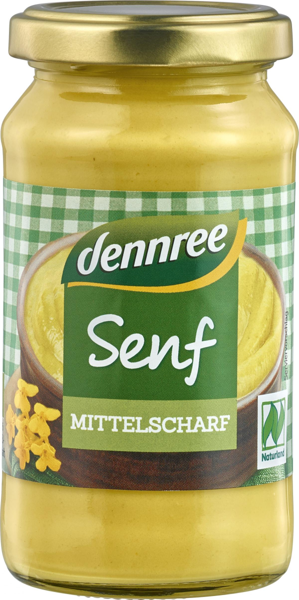 dennree Mittelscharfer Senf, 200 ml Glas