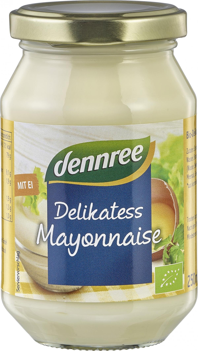 dennree Delikatess Mayonnaise, 250 ml Glas
