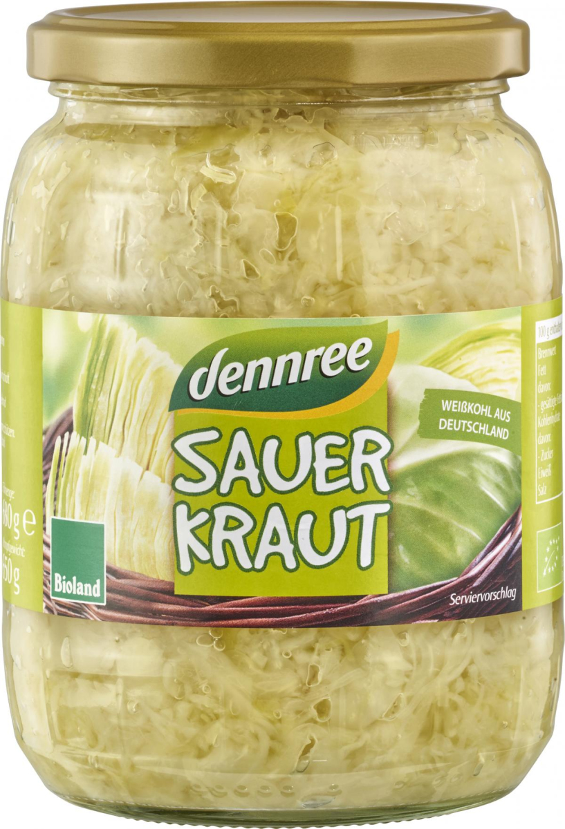 dennree Sauerkraut, 680 gr Glas (650 gr)