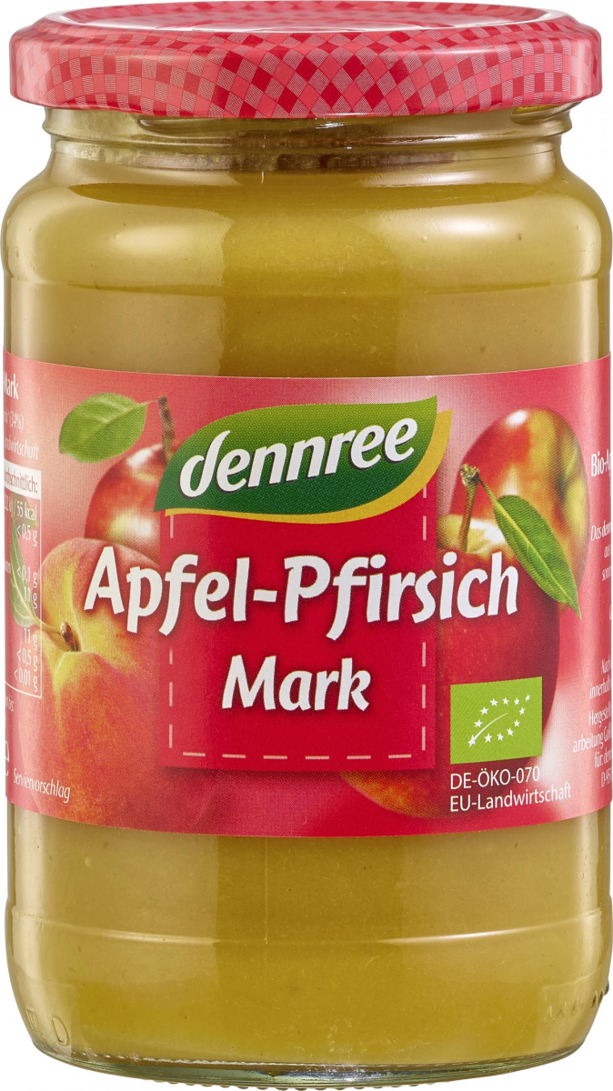dennree Apfel-Pfirsichmark, 360 gr Glas