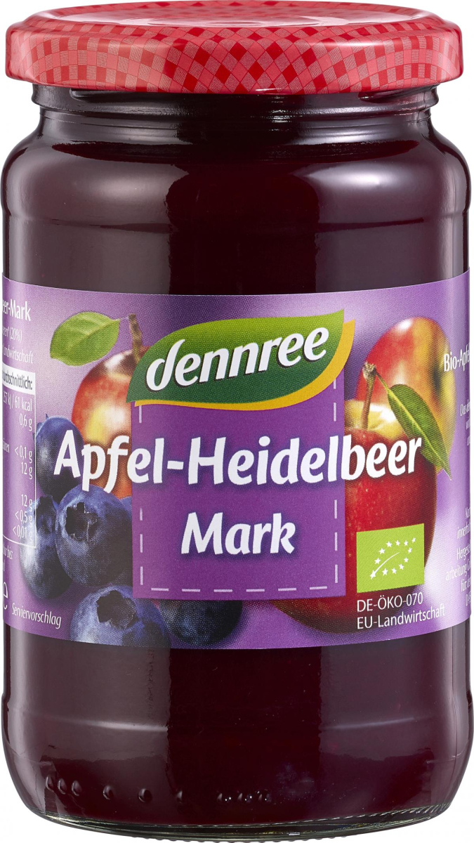 dennree Apfel-Heidelbeermark, 360 gr Glas