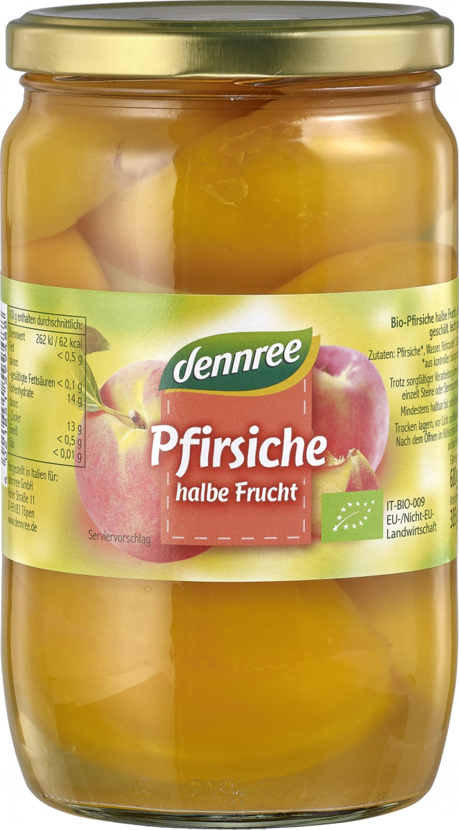 dennree Pfirsiche, halbe Frucht,entsteint ,680 gr