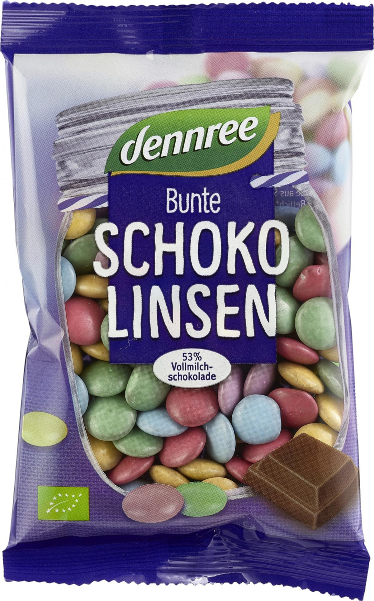 dennree Bunte Schokolinsen, 100 gr Packung