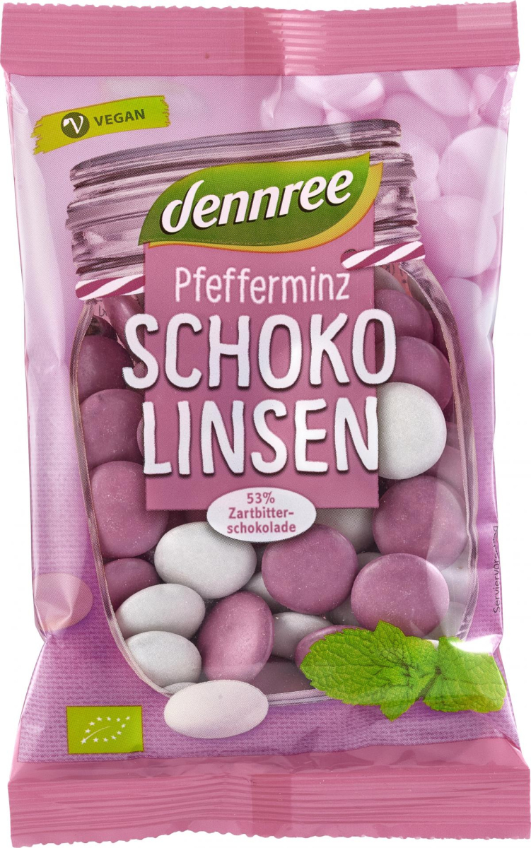 dennree Schokolinsen mit Pfefferminzgeschmack, 100