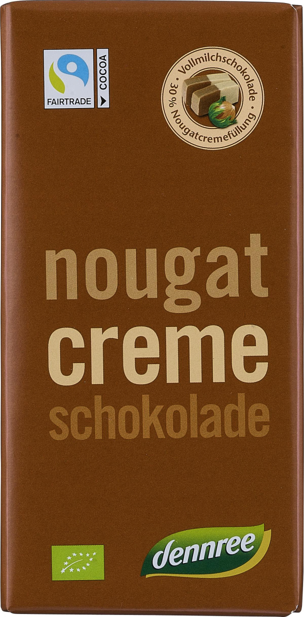 dennree Vollmilchschokolade mit Nougatcremefüllung