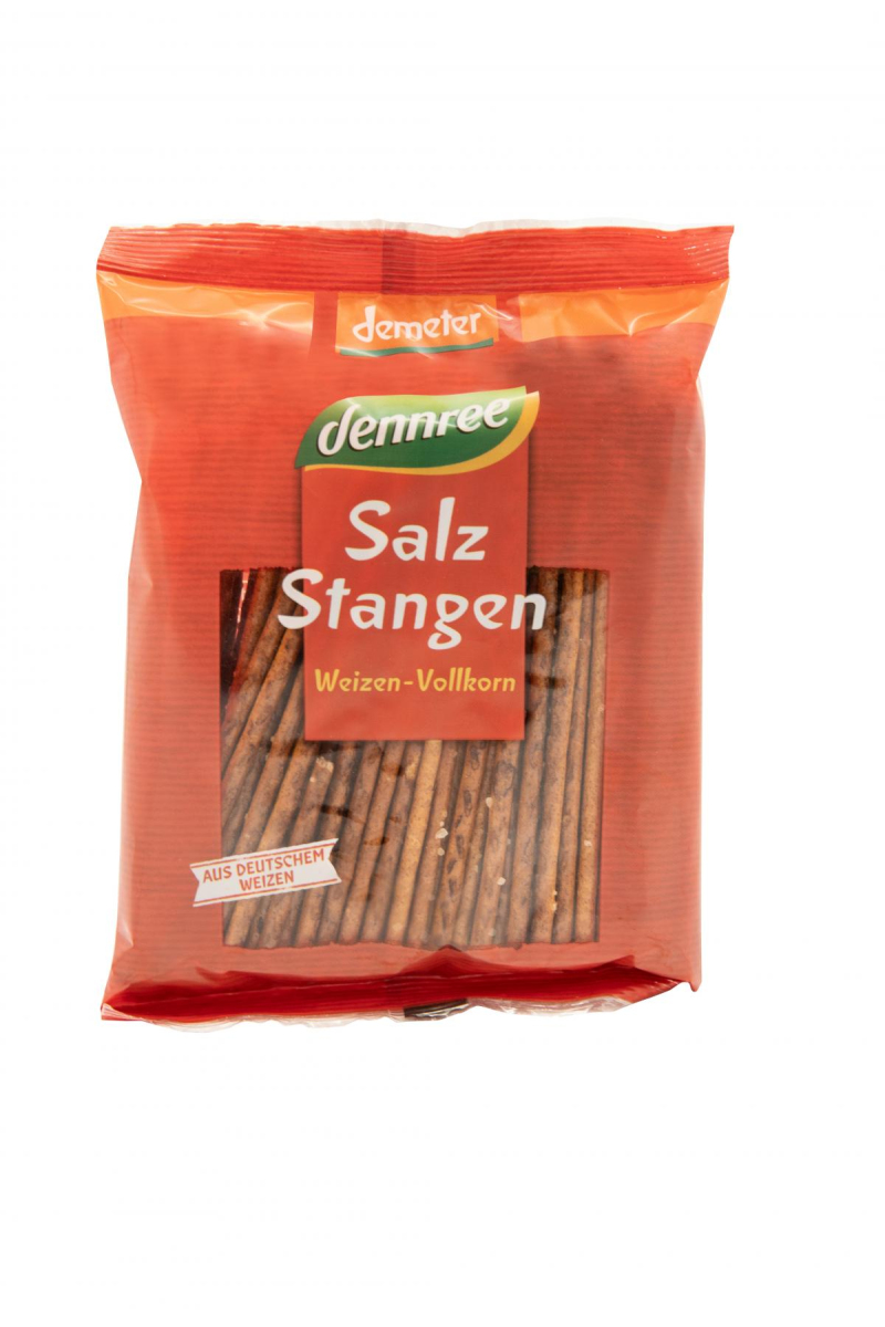 dennree Weizen-Vollkorn-Salzstangen, 100 g Packung