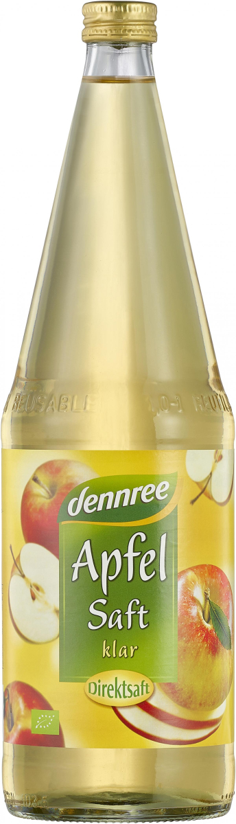 dennree Apfelsaft klar ohne Zuckerzusatz, 1 ltr Fl
