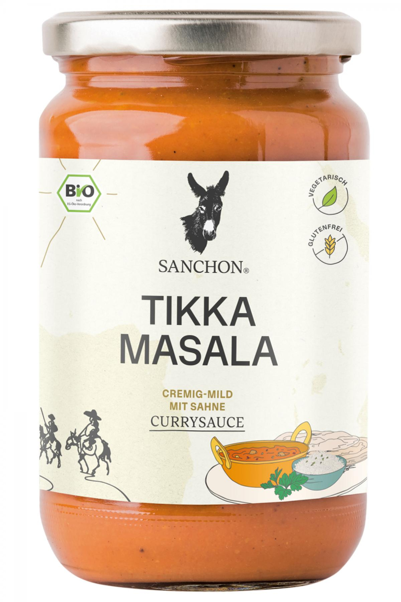 Sanchon Currysauce Tikka Masala, 340 gr Glas