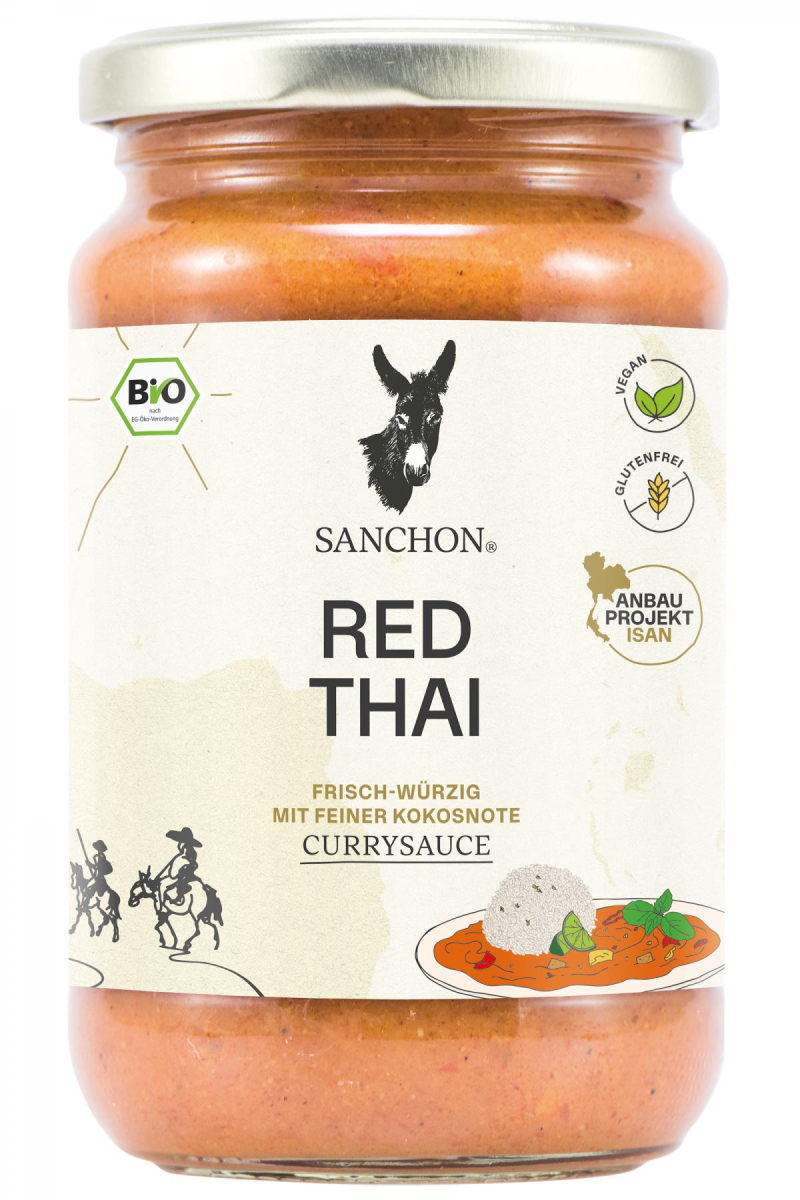 Sanchon Currysauce Red Thai, 340 gr Glas