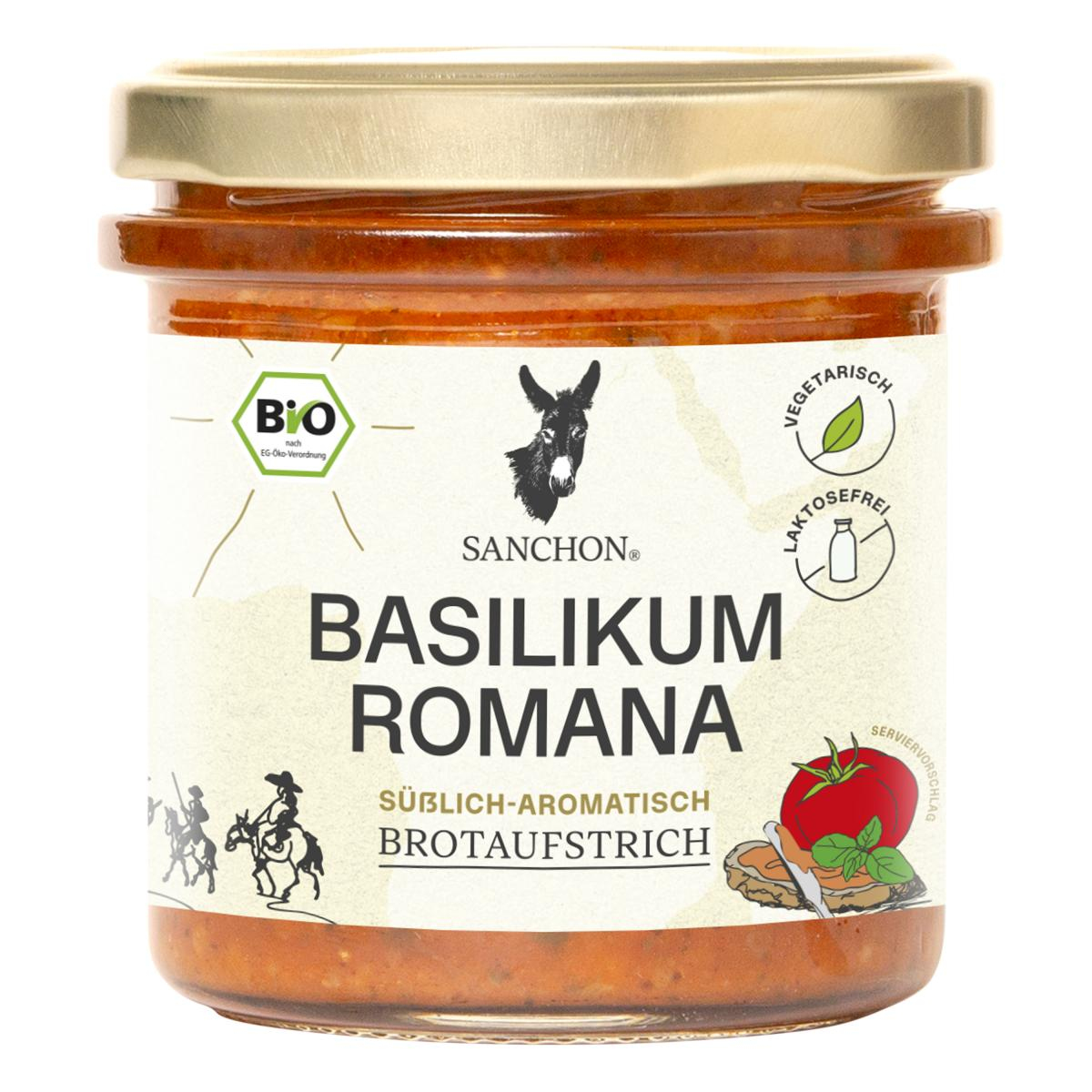 Sanchon Basilikum Romana Brotaufstrich, 150 g Glas
