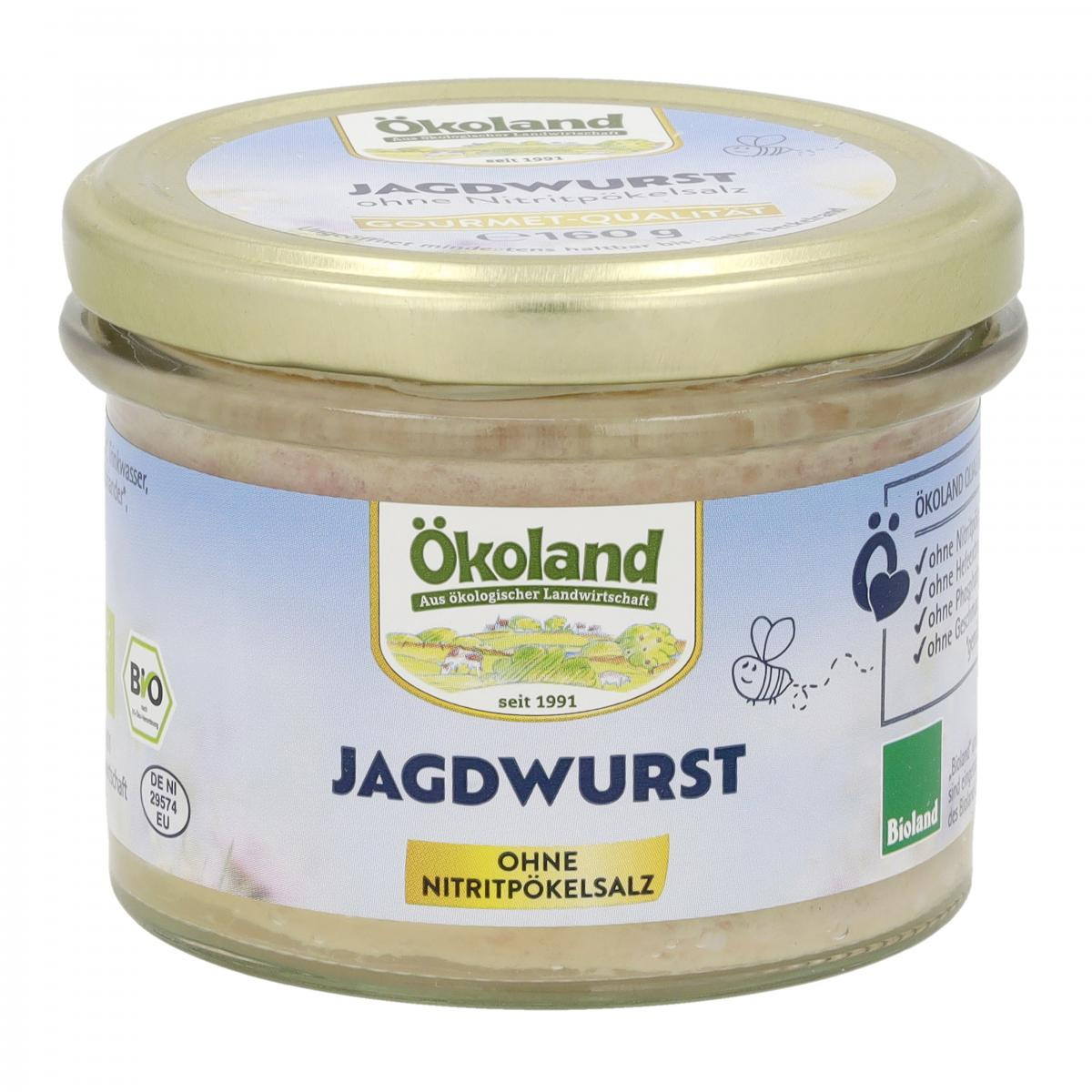 Ökoland Jagdwurst - Gourmet-Qualität, 160 gr Glas