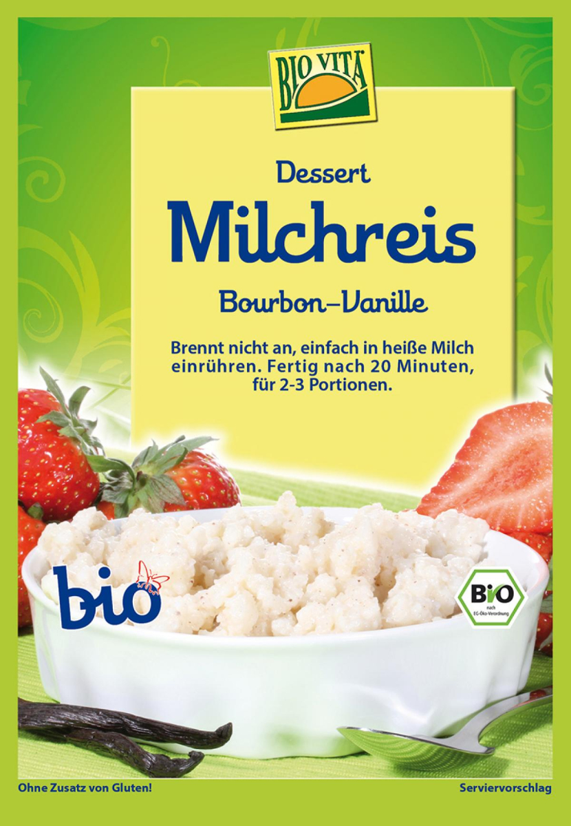 Bio Vita Milchreis Bourbon-Vanille, 115 gr Beutel