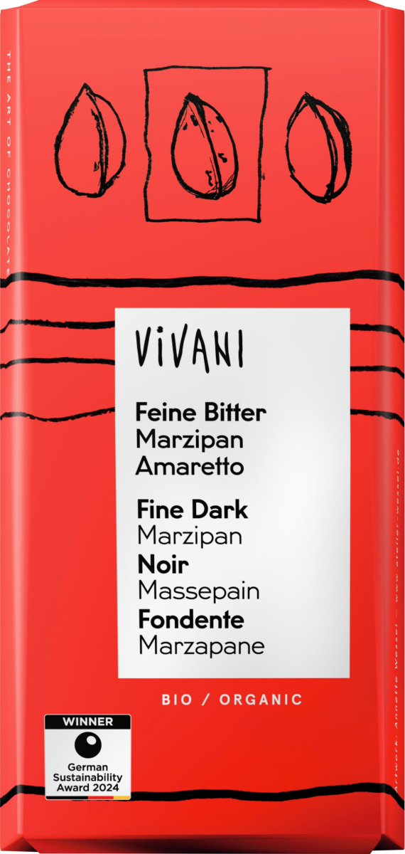 Vivani Zartbitter-Marzipan-Amaretto Schokolade, 10