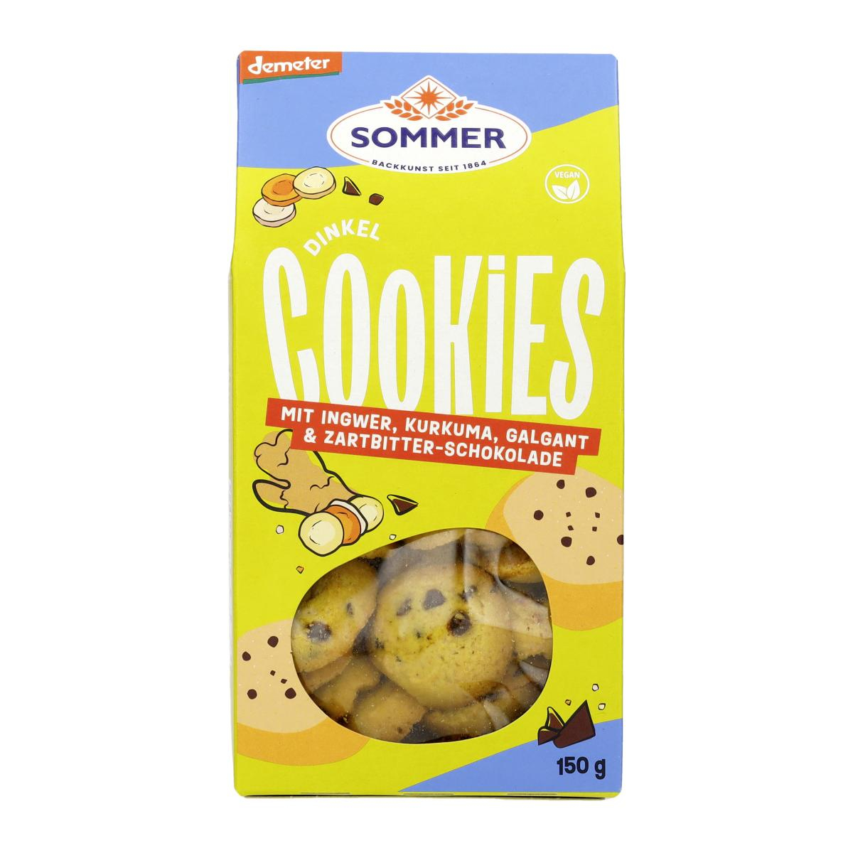 Sommer Dinkel-Ingwer Cookies, mit Schokostückchen,