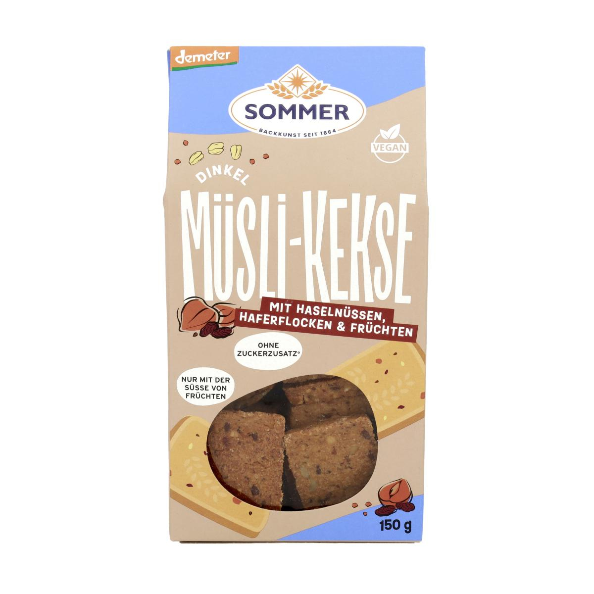 Sommer & Co. Dinkel Müsli-Keks Haselnuss, vegan, 1