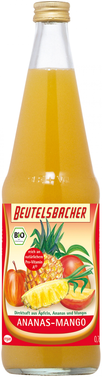 Beutelsbacher Ananas-Mangosaft, 0,7 ltr Flasche