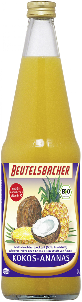 Beutelsbacher Kokos-Ananassaft, 0,7 ltr Flasche