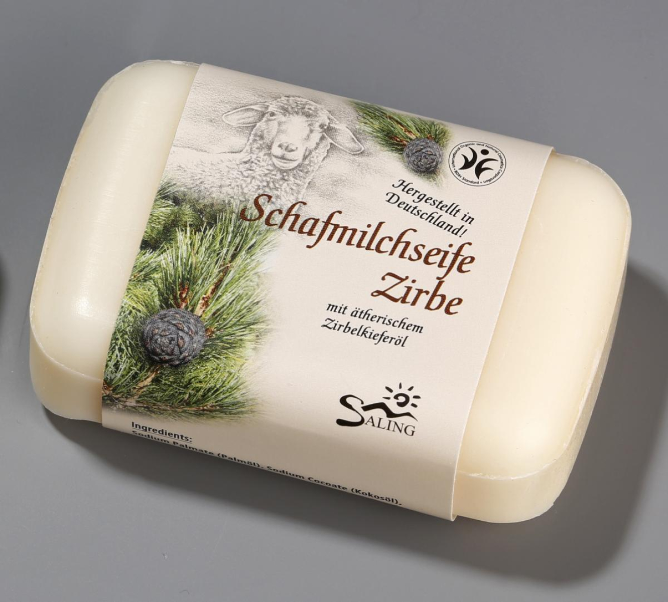 Saling Schafmilchseife Zirbe, 100 gr Stück