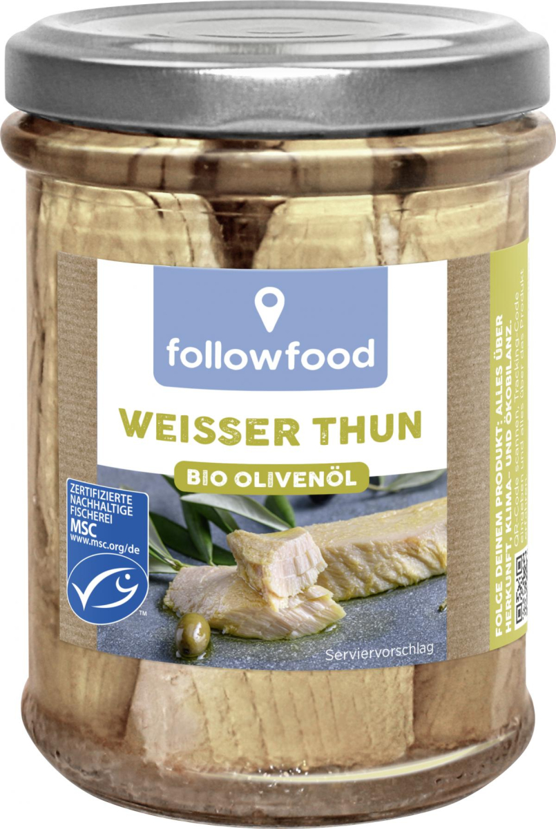 followfish Weißer Thunfisch in Bio-Olivenöl, 160 g